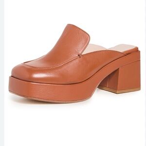 Chelsea Paris Julien Leather Ginger Biscuit Platform Block Heel Mules Size 38